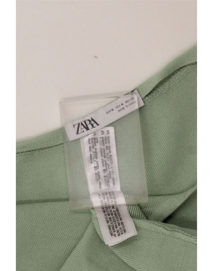 Zara Vestido Sin Tirantes Para Mujer UK 42 Viscosa Verde Medio