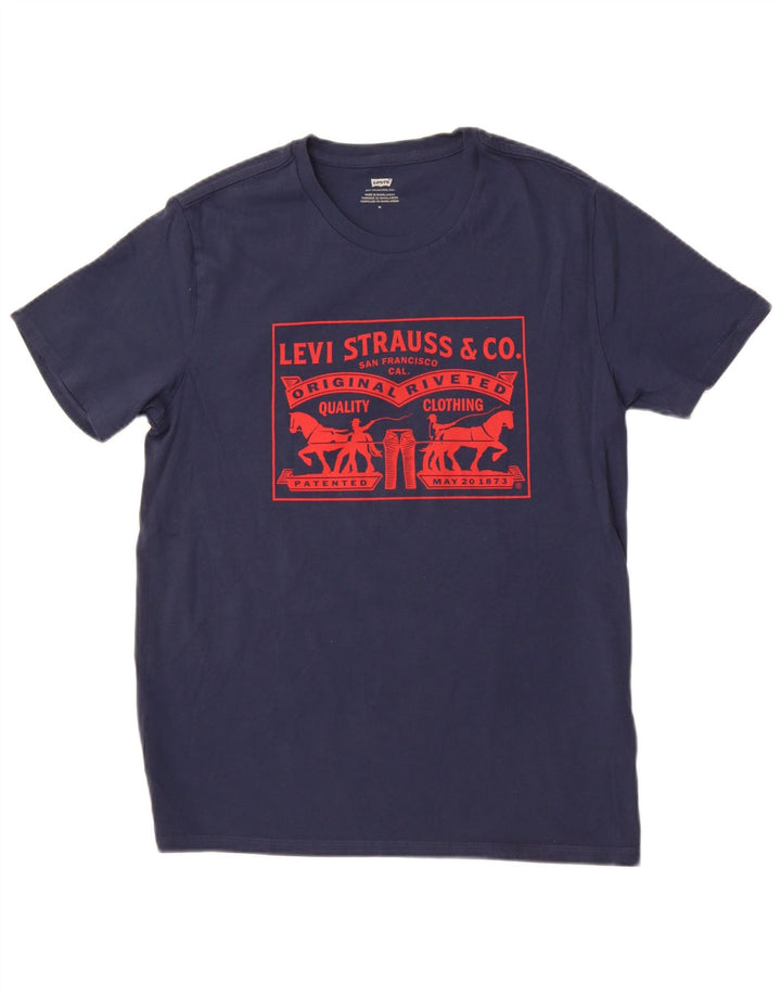 Levi's Hombre Camiseta Gráfica Top Medium Azul Marino Algodón
