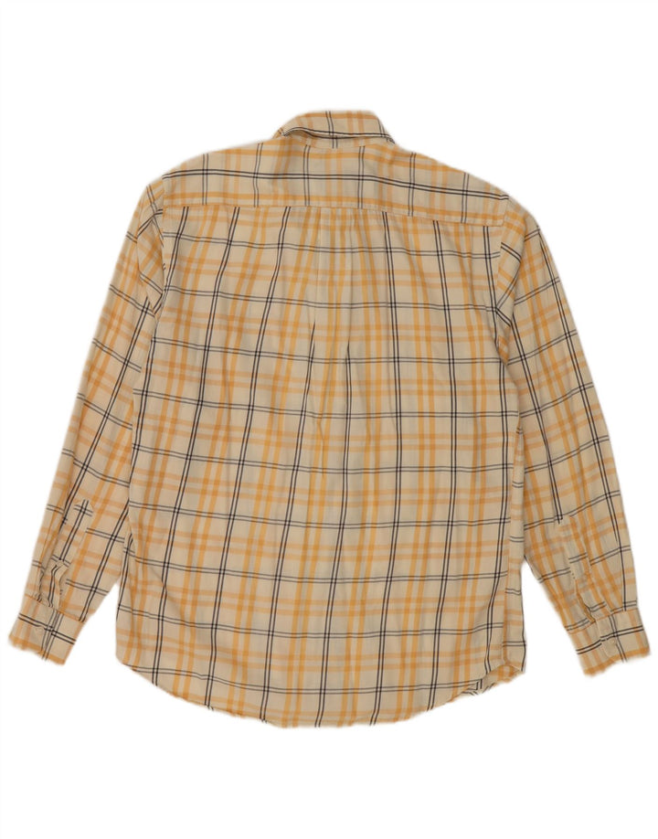 Camisa VINTAGE para hombre de algodón a cuadros amarillo medio