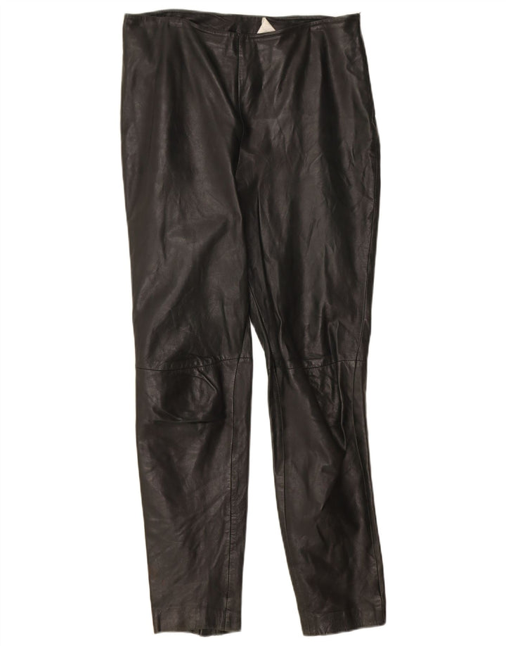 Mango Pantalones de cuero delgados para mujer EU 36 Small W24 L27 Cuero negro