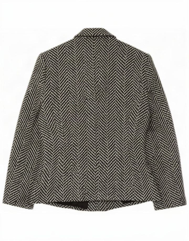 Chaqueta tipo blazer vintage de 3 botones para mujer IT 42 Medium Black Herringbone