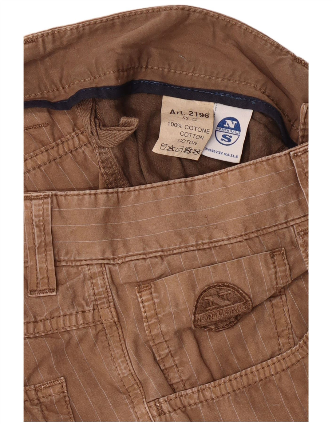NORTH SAILS Pantalones cortos casuales para hombre W30 Algodón a rayas marrón medio