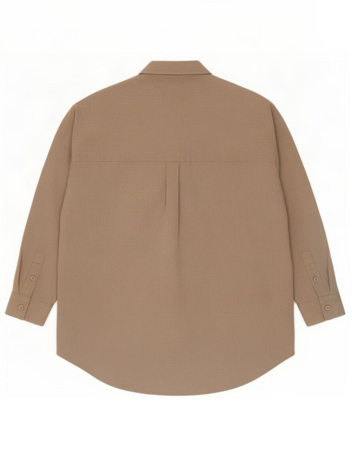 Zara Mujer Camisa Extragrande UK 10 Small Beige Poliéster