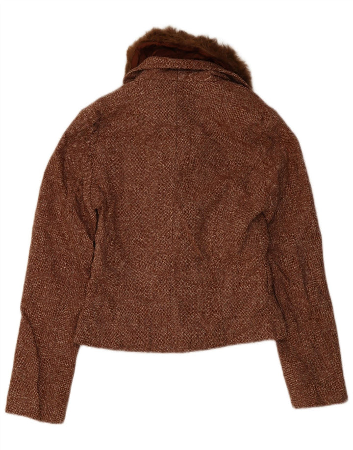 Pimkie Chaqueta tipo blazer de 1 botón para mujer UK 40 Small Marrón moteado