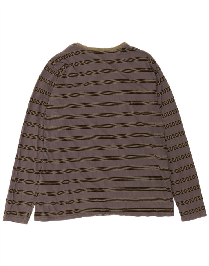 Volcom - Camiseta de manga larga para hombre, talla 2XL, algodón a rayas gris