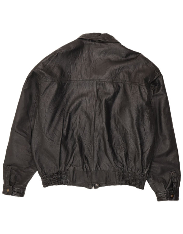 Vintage chaqueta de cuero para hombre Reino Unido 44 2XL cuero negro