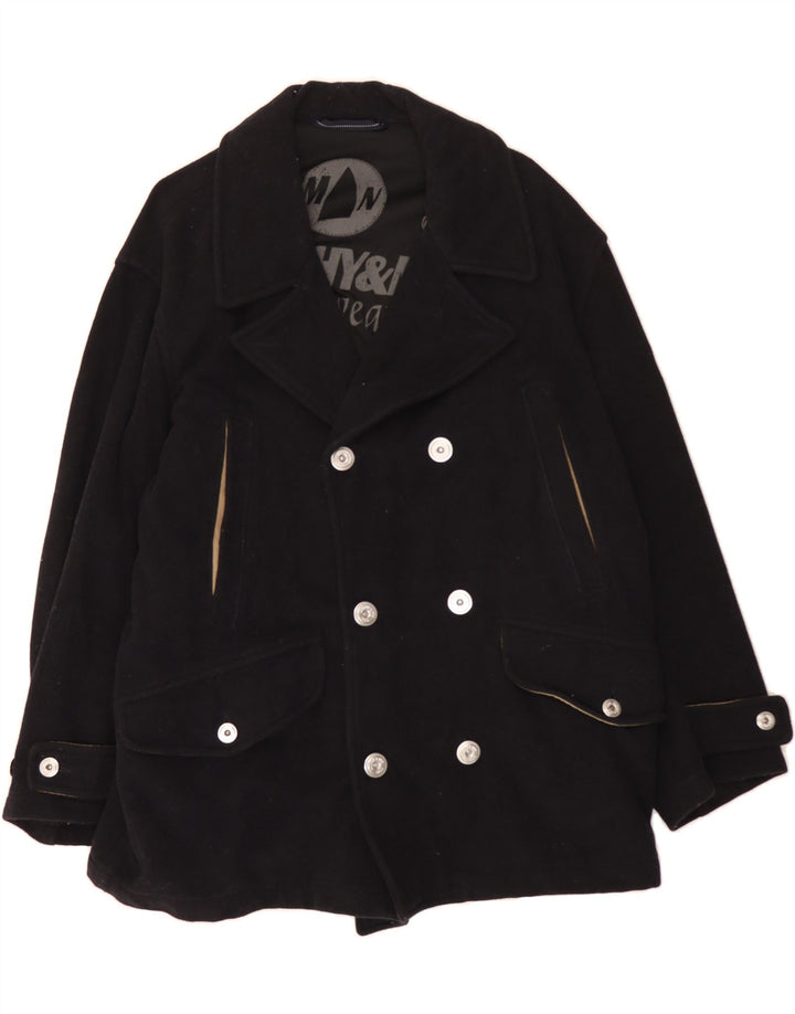 MURPHY & NYE Womens Double Breasted Coat UK 18 XL Black Polyester Vintage Murphy & Nye and Second-Hand Murphy & Nye from Messina Hembry 