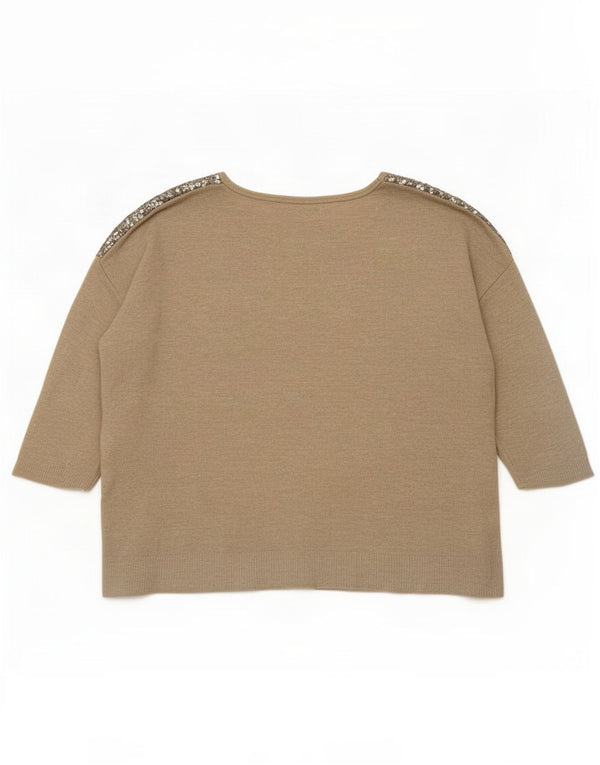 Marks & Spencer Top de lentejuelas para mujer Manga 3/4 UK 40 XL Viscosa dorada