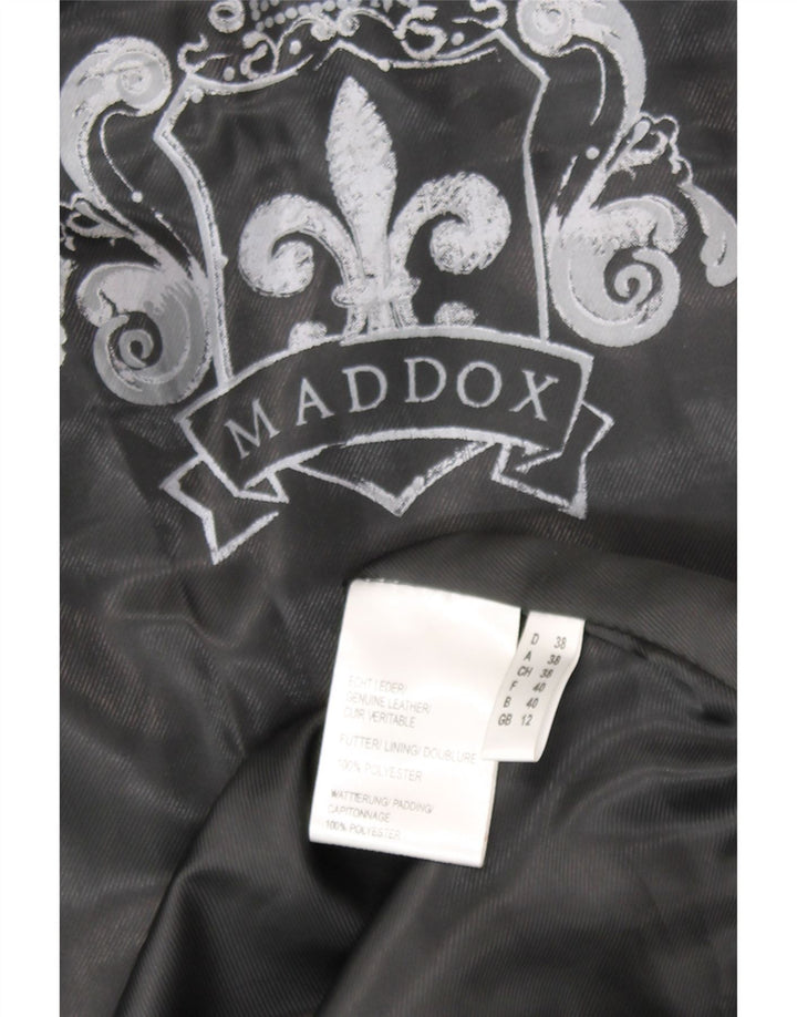 Maddox Abrigo acolchado de cuero con capucha para mujer UK 42 Medium Black Leather