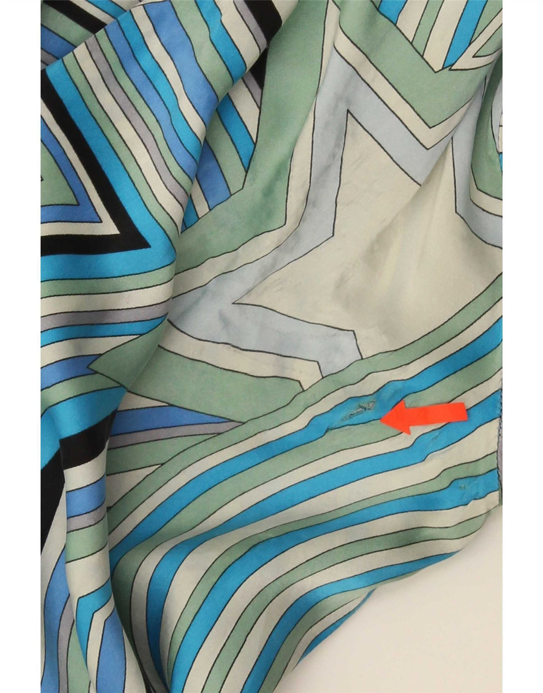 Vintage camisa de mujer Reino Unido 20 2XL azul geométrico