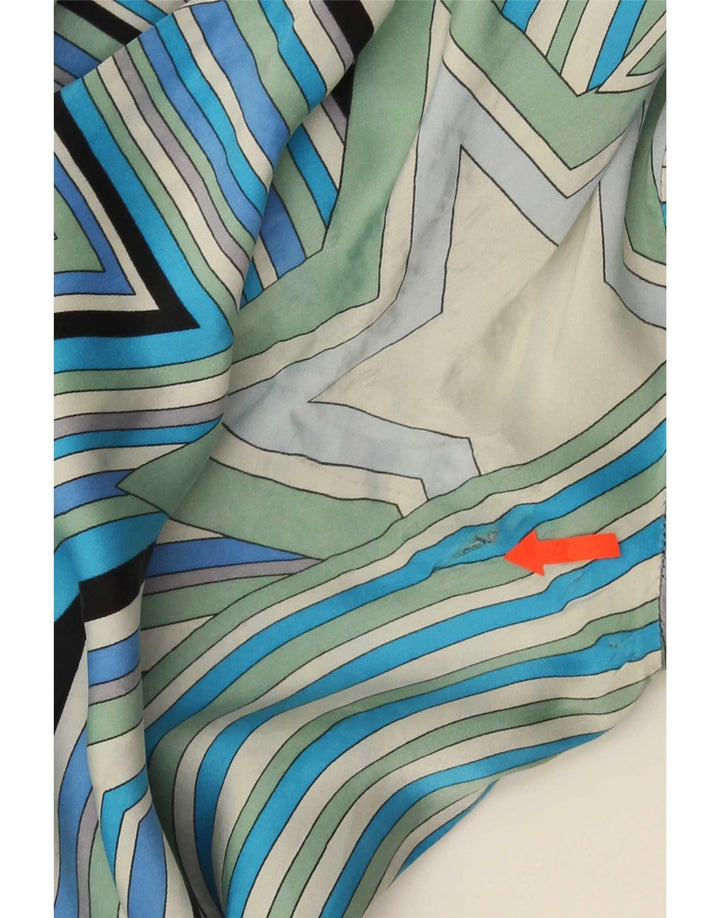 Vintage camisa de mujer Reino Unido 20 2XL azul geométrico