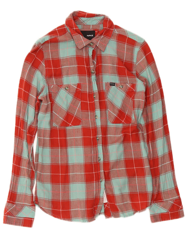 Hurley Camisa de franela para mujer UK 44 Algodón a cuadros rojo mediano