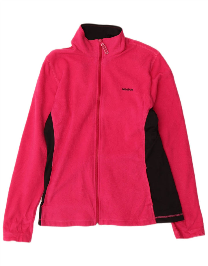 Reebok Chaqueta polar para mujer UK 10 Small Pink Colourblock Poliéster