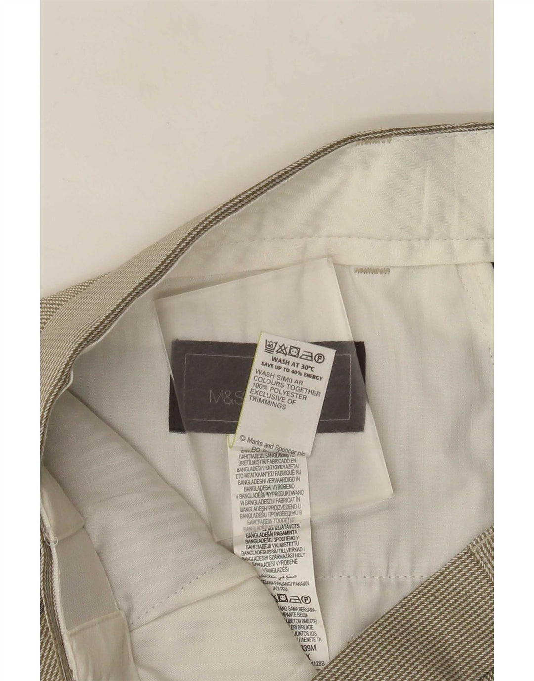 Marks & Spencer Pantalón de traje regular para hombre W36 L29 Pata de gallo verde