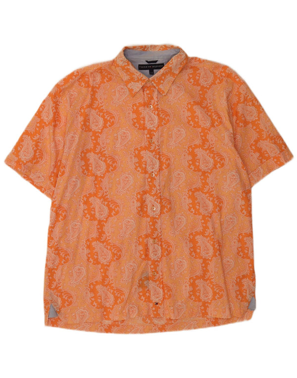 Camisa Tommy Hilfiger de manga corta para hombre de algodón Paisley naranja grande