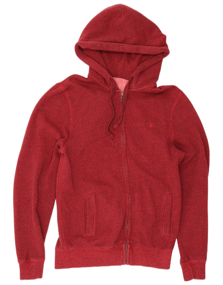 Jack Wills Suéter con capucha y cremallera para hombre Algodón rojo mediano
