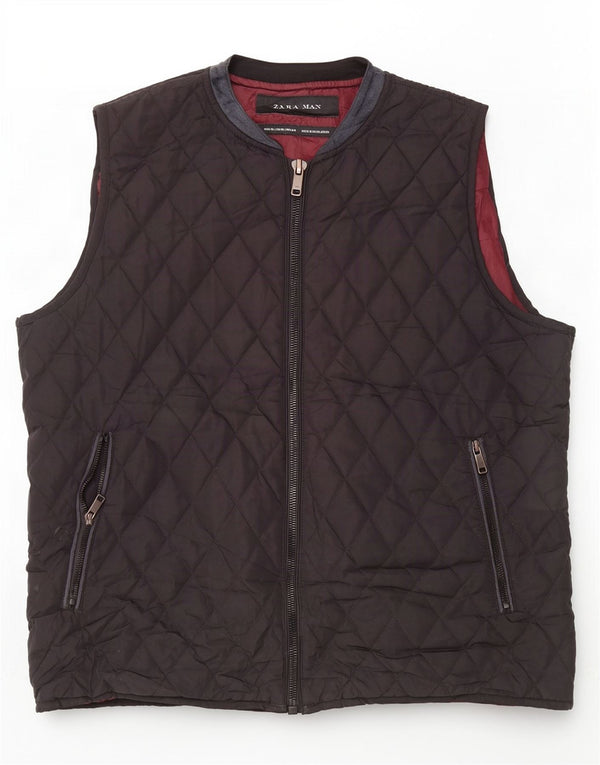 Zara Hombre Chaleco Acolchado UK 42 XL Negro