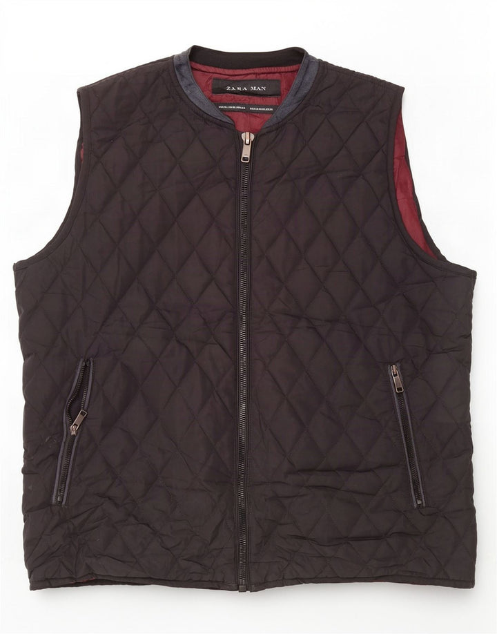 Zara Hombre Chaleco Acolchado UK 42 XL Negro