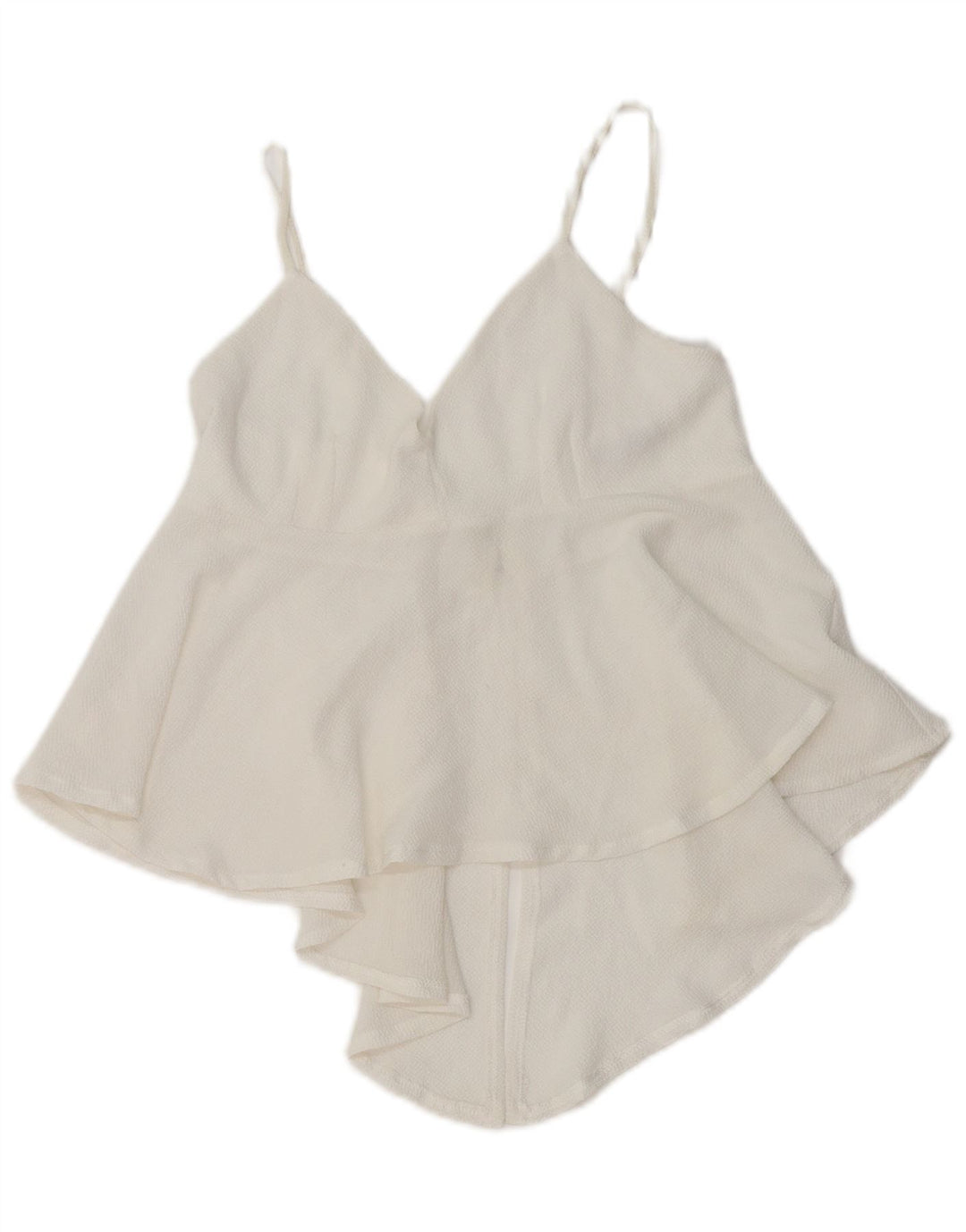 Zara Mujer Top Cami Asimétrico UK 8 Small Blanco