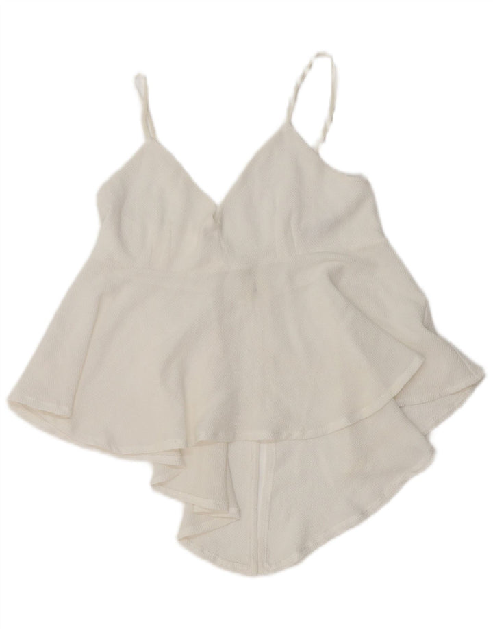 Zara Mujer Top Cami Asimétrico UK 8 Small Blanco