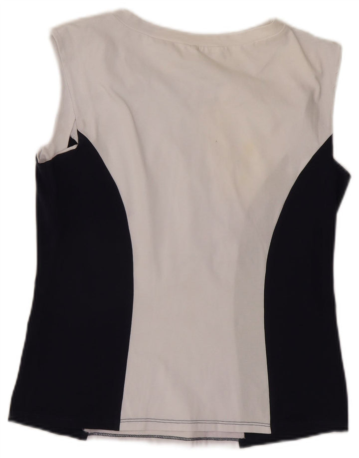 NARACAMICIE Womens Sleeveless Blouse Top UK 10 Small White Colourblock