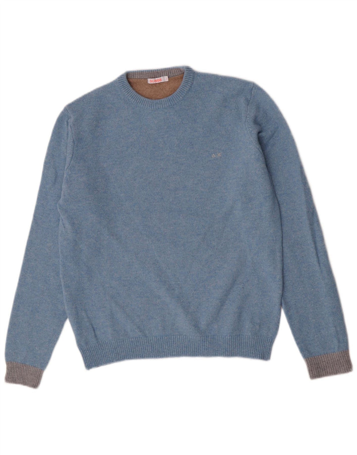 Sun68 - Jersey de cuello redondo para mujer, talla grande, lana azul