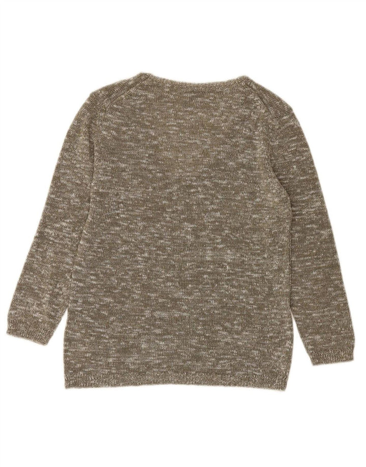 MASSIMO DUTTI Womens V-Neck Jumper Sweater UK 10 Small Grey Flecked