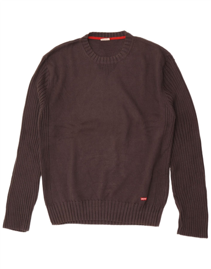 Levi's Jersey de cuello redondo para hombre, talla 2XL, algodón negro