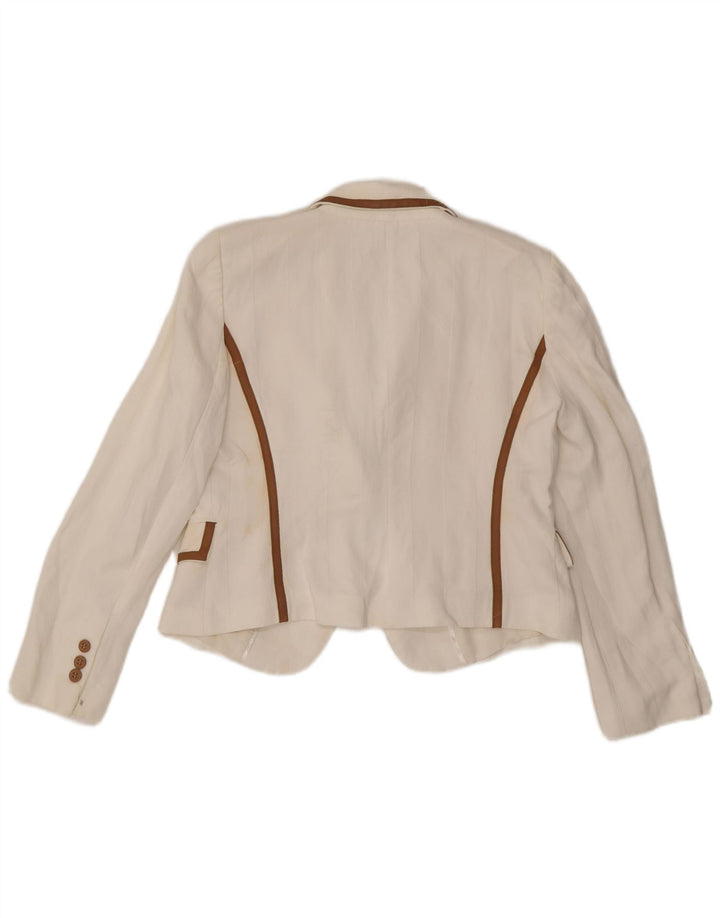 Zara Chaqueta Blazer De 1 Botón Para Mujer UK 46 Large Viscosa Blanca