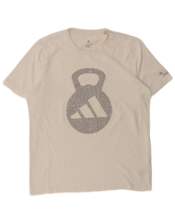 Adidas - Camiseta gráfica para hombre, talla mediana, algodón blanco