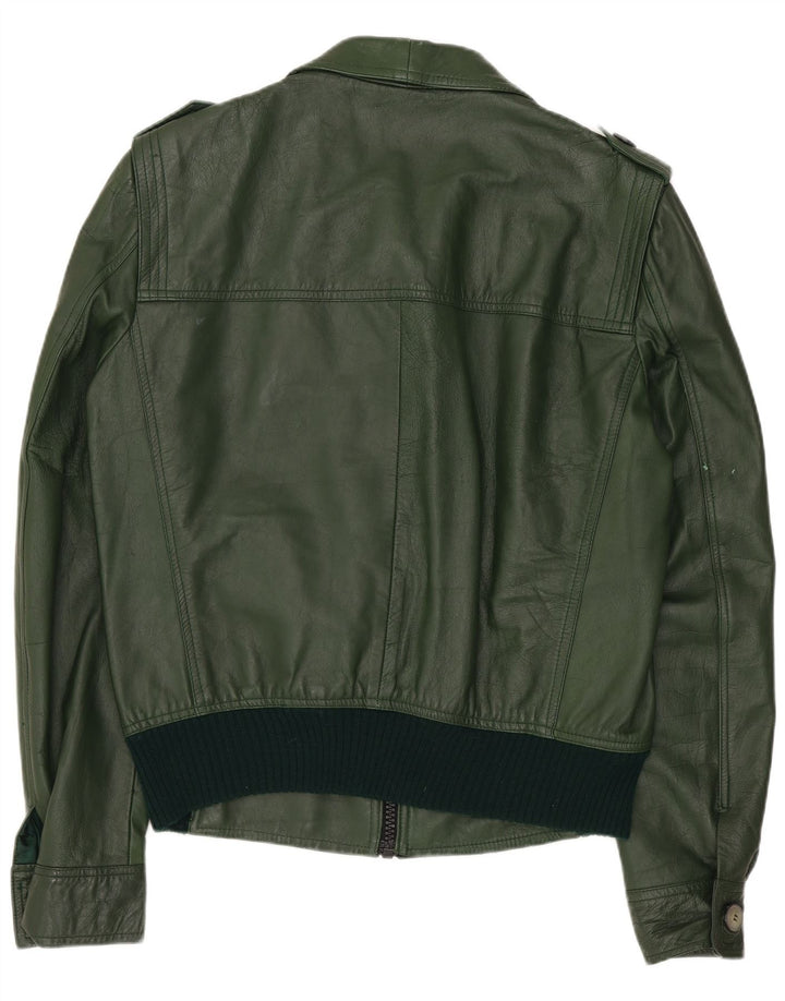 Vintage mujer cosecha chaqueta de cuero militar IT 54 3XL cuero verde