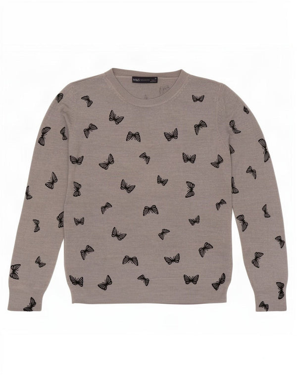 Marks & Spencer Suéter tipo jersey con cuello barco para mujer Reino Unido 10 Small Grey Butterfly