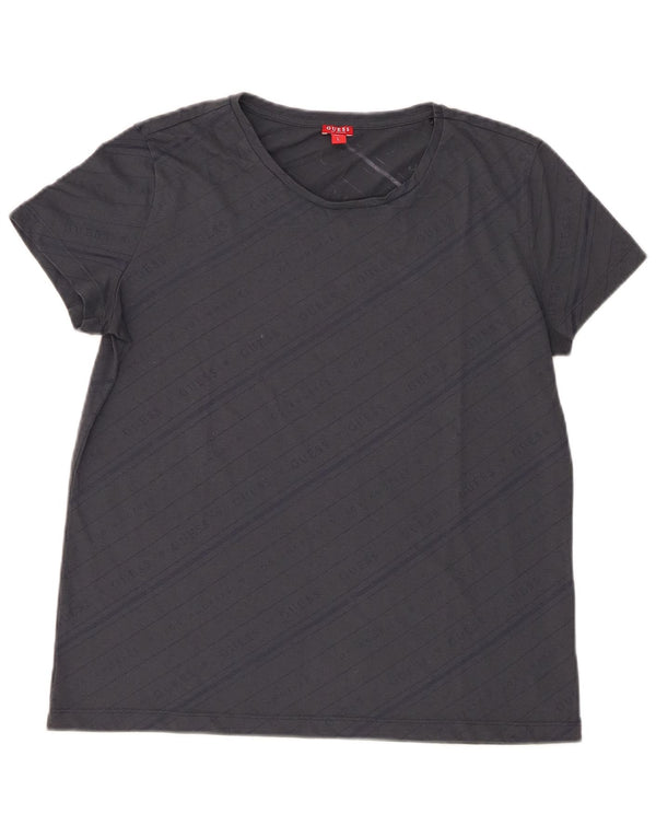 Guess Camiseta gráfica para mujer Top UK 46 Large Azul marino a rayas