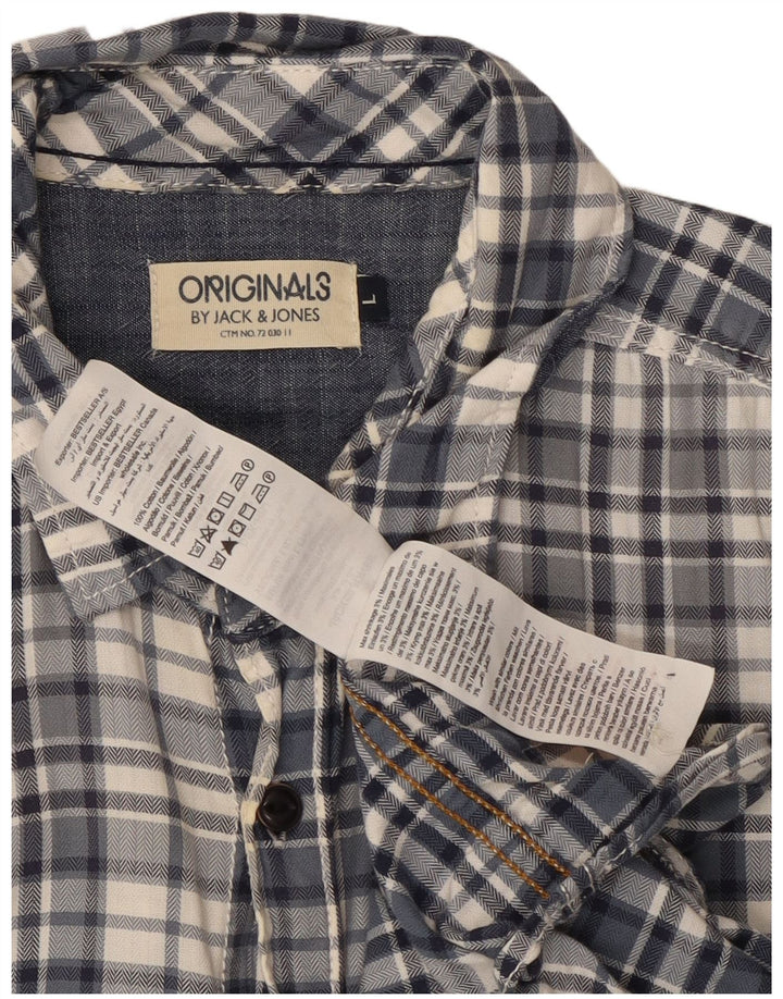 Camisa Jack & Jones Hombre Large Blue Check Algodón