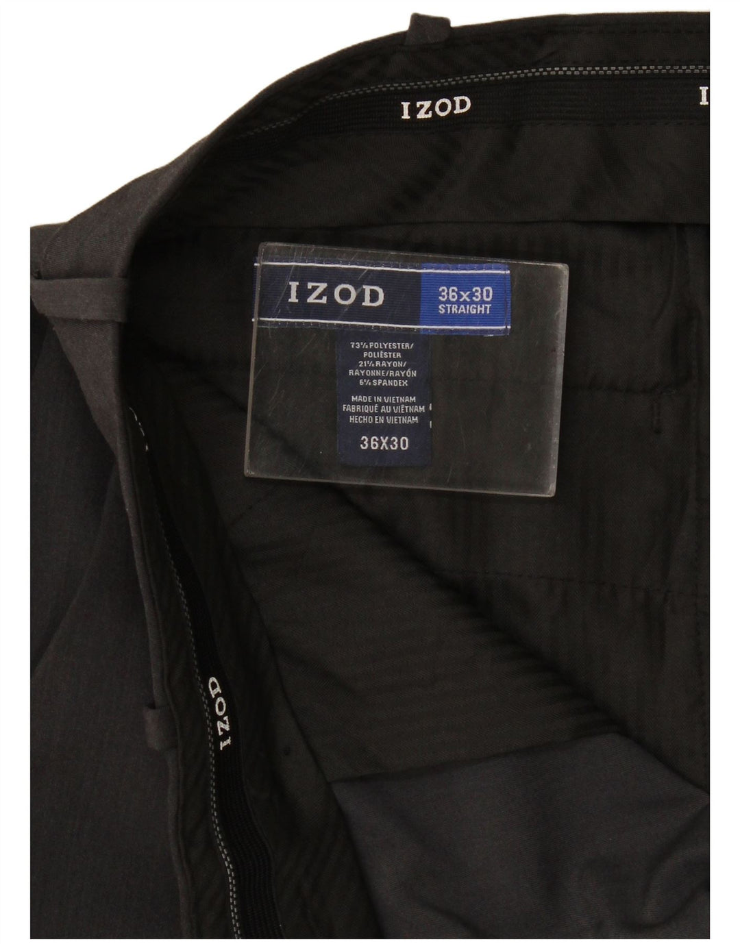 Pantalones de traje rectos cortos para hombre Izod W36 L25 Poliéster gris