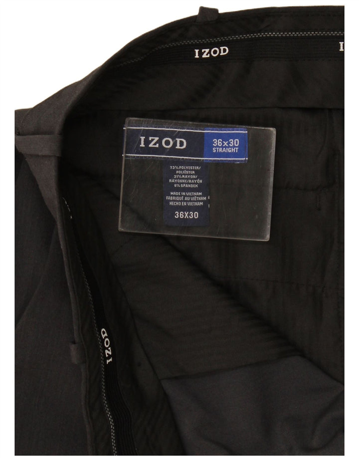 Pantalones de traje rectos cortos para hombre Izod W36 L25 Poliéster gris