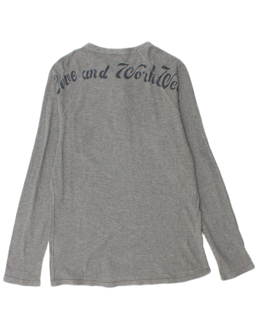Diesel Hombre Top Gráfico Manga Larga Grande Algodón Gris