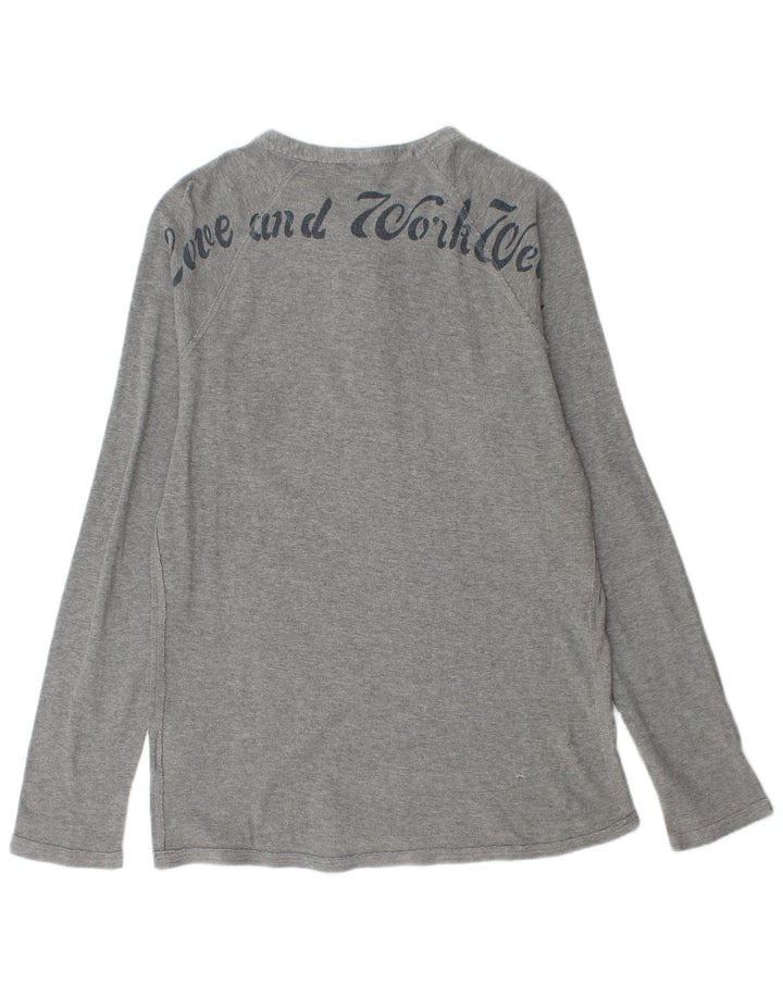 Diesel Hombre Top Gráfico Manga Larga Grande Algodón Gris