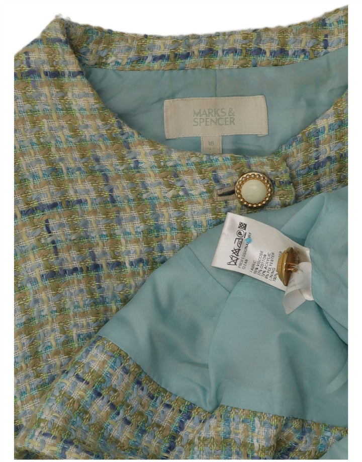 Marks & Spencer Chaqueta Blazer de 4 Botones para Mujer UK 40 XL Viscosa a Cuadros Verde