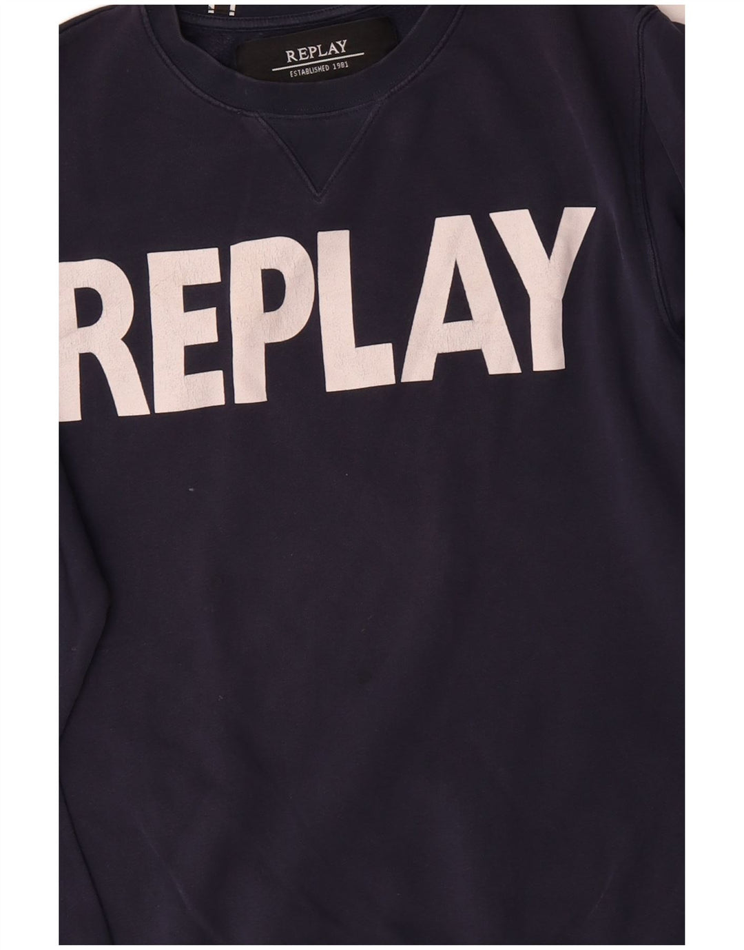 Replay Sudadera Gráfica para Hombre Jersey De Algodón Azul Marino Mediano