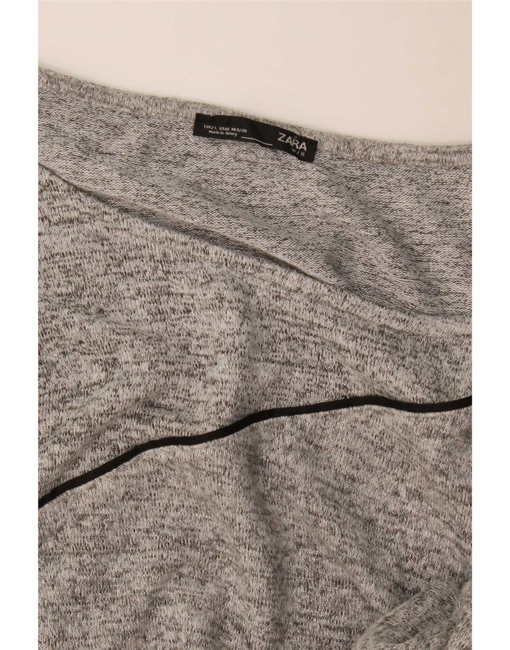 Zara Mujer Top Extragrande Manga 3/4 UK 46 Grande Gris Moteado