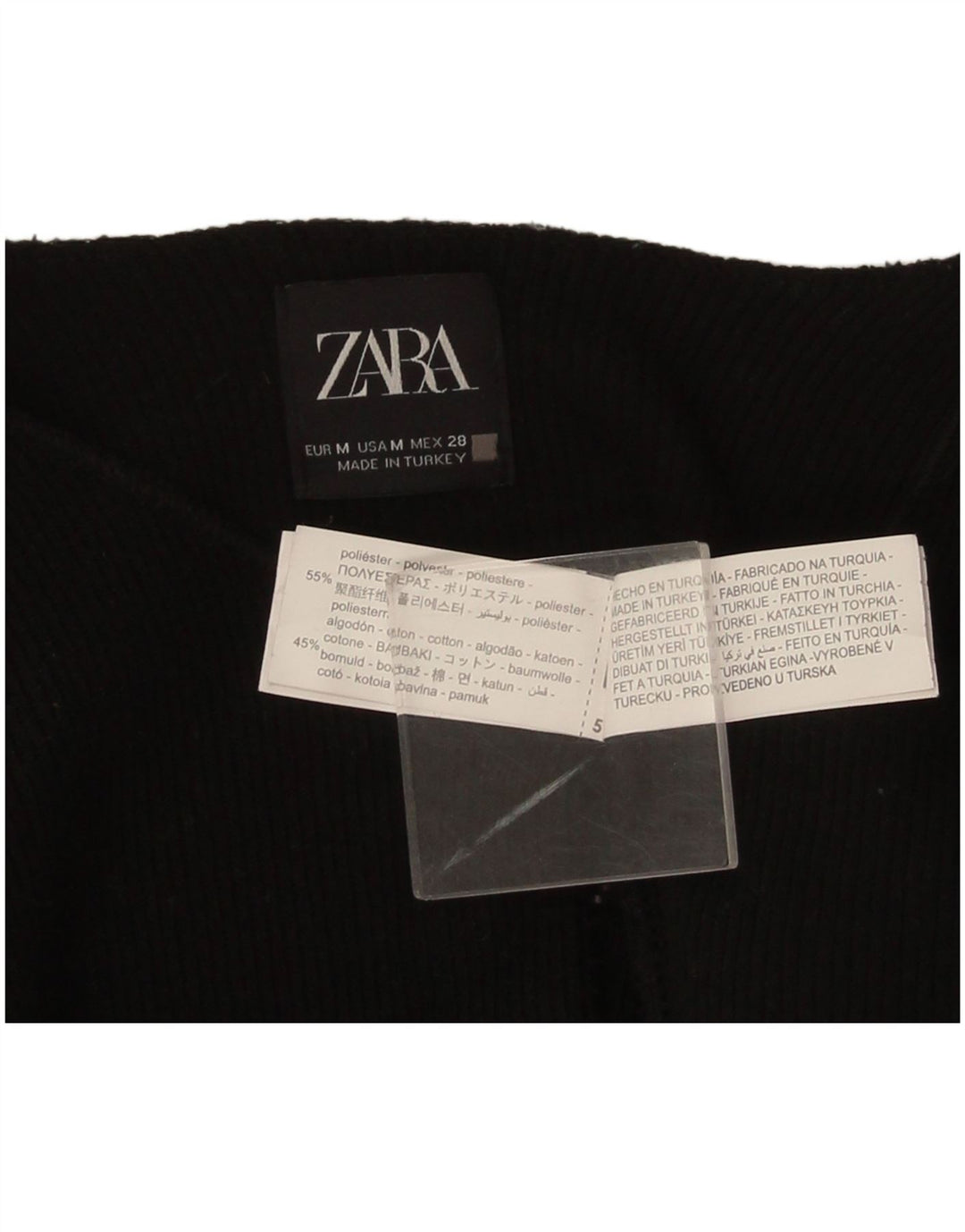 Zara Jersey Bolero de Manga 3/4 para Mujer UK 44 Mediano Poliéster Negro