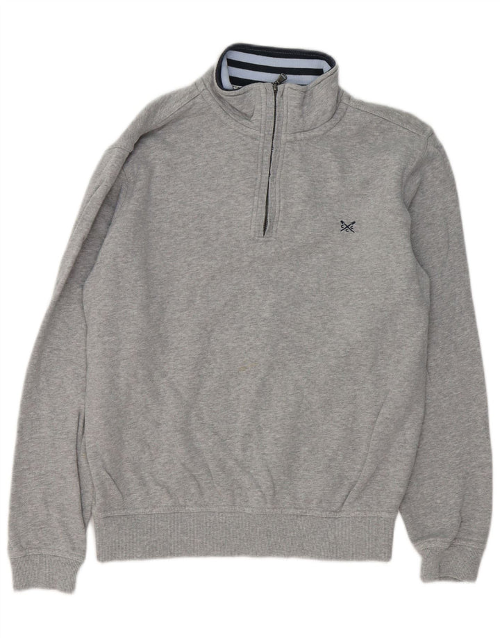 Crew Clothing - Sudadera con cuello y cremallera para hombre, jersey de algodón gris medio