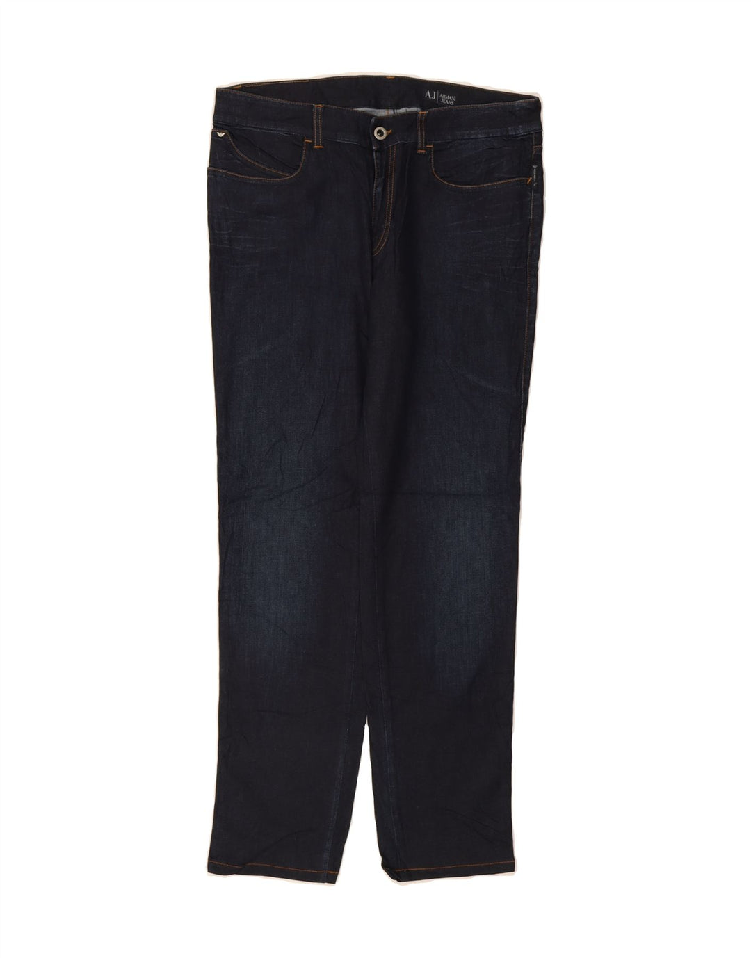 ARMANI Womens Slim Jeans W32 L29 Navy Blue Cotton Vintage Armani and Second-Hand Armani from Messina Hembry 