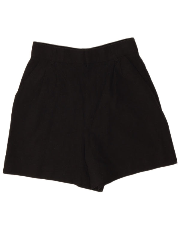 Zara Mujer Pantalones Cortos Chinos De Pierna Ancha Y Cintura Alta Pequeño W26 Viscosa Negra