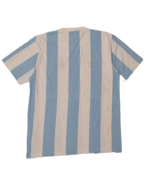 Adidas Hombre Camiseta Gráfica Top Algodón Rayas Azul Medio