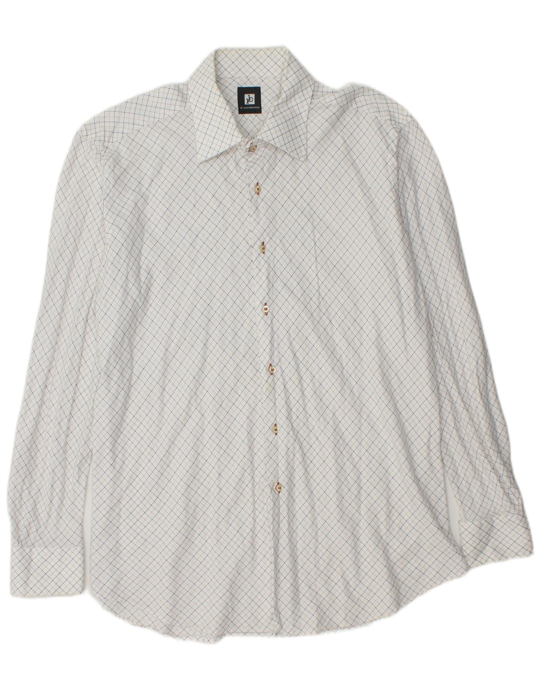 ROCCOBAROCCO Mens Shirt Size 46 18 1/2 2XL White Check Cotton