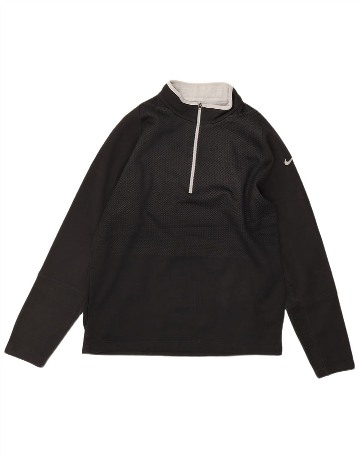 NIKE Hombre Therma-Fit Zip Neck Sudadera Jumper Medium Negro Poliéster