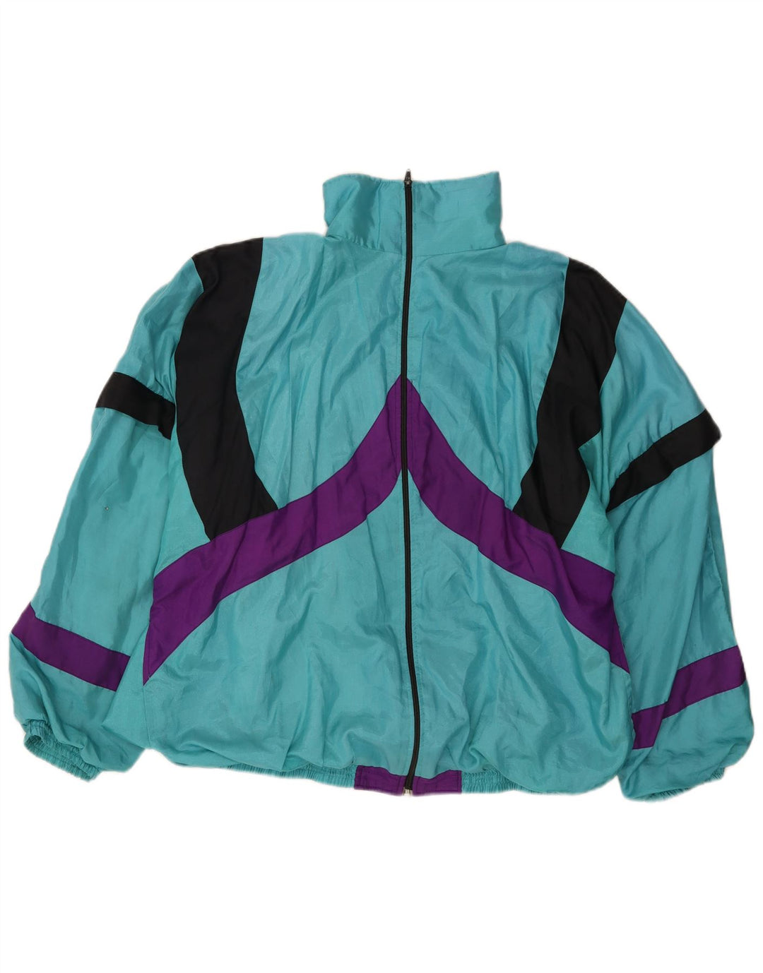 VINTAGE Hombres Loose Fit Chándal Top Chaqueta Grande Turquesa Colorblock