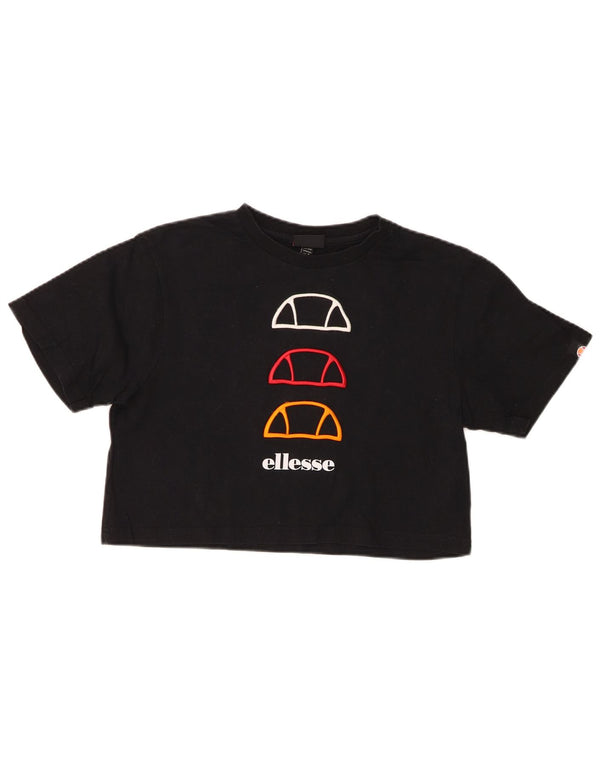 Ellesse Camiseta corta gráfica para mujer UK 8 Small Algodón negro